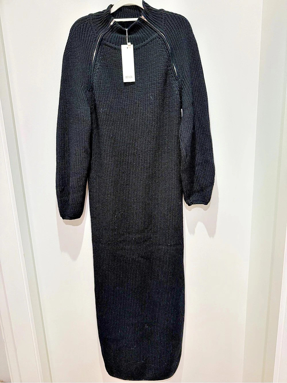 New with Tags BEVZA Zipper Long Knit Dress Black – XS